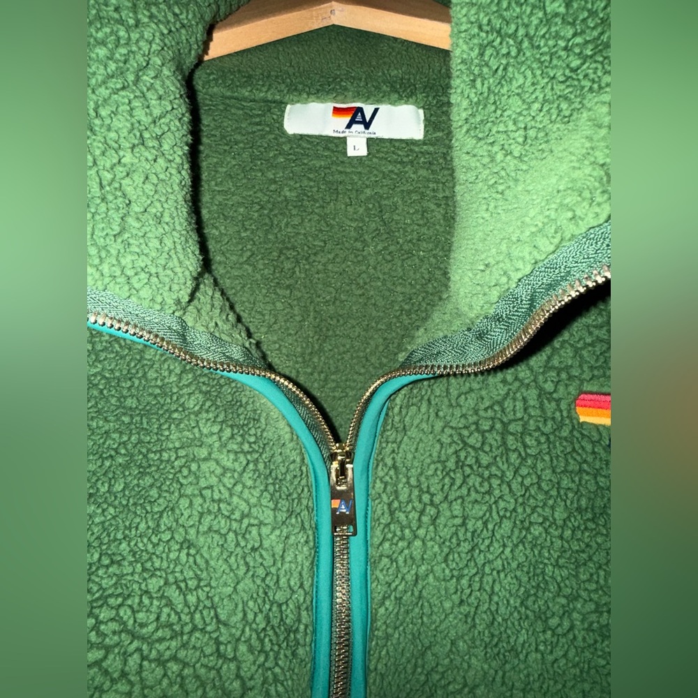 Aviator Nation Green Two-Tone Sherpa Half-Zip Pullover - Picture 4 of 8